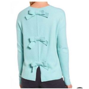 Halogen Pullover Sweater Large Long Sleeve Crewneck Bow Navy